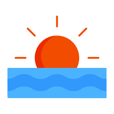 Sea sunset, Animated Icon, Flat