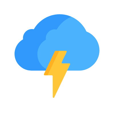 Cloud Bolt, Animated Icon, Flat