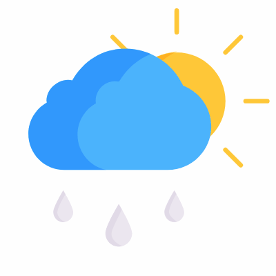Cloud Sun & Rain, Animated Icon, Flat