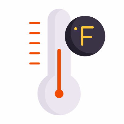 Fahrenheit Temperature, Animated Icon, Flat