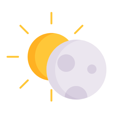 Sun Eclipse, Animated Icon, Flat