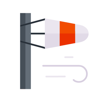 Wind Sock, Animated Icon, Flat