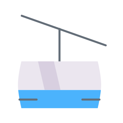 Ski Lift, Animated Icon, Flat