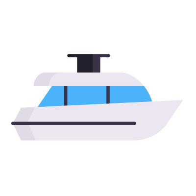 Yacht, Animated Icon, Flat