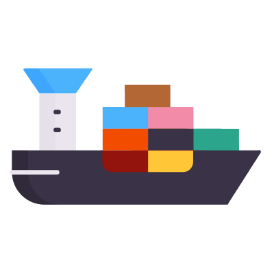 Cargo Ship, Animated Icon, Flat