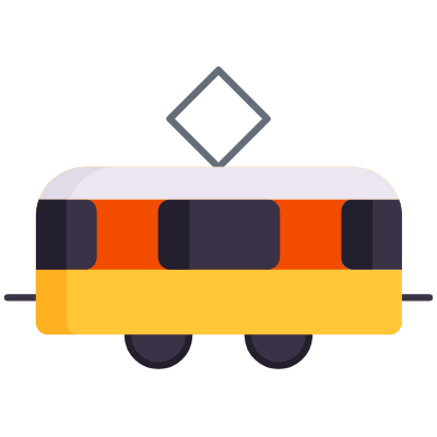 Tram, Animated Icon, Flat