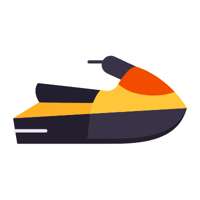 Water Jet Ski, Animated Icon, Flat