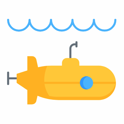 Submarine, Animated Icon, Flat