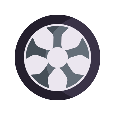 Car Wheel, Animated Icon, Flat