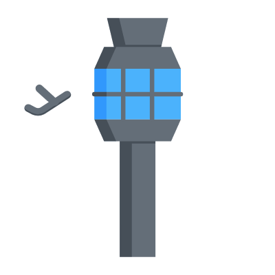 Airport Tower, Animated Icon, Flat