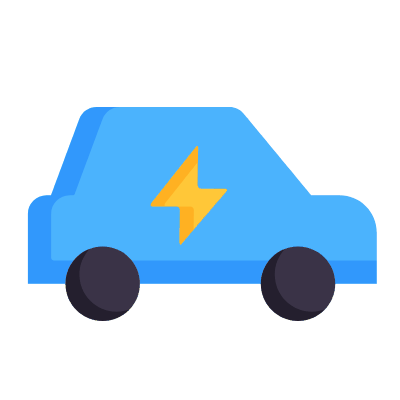 Electric Car, Animated Icon, Flat