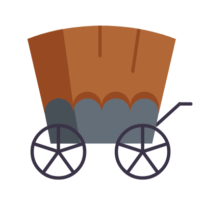 Old Wagon, Animated Icon, Flat