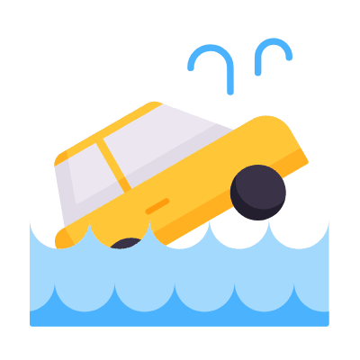 Car Flood, Animated Icon, Flat