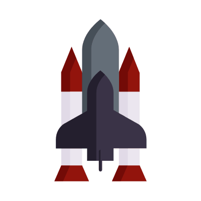 Rocket Boosters, Animated Icon, Flat