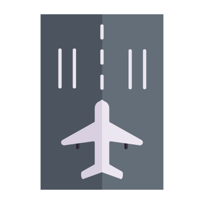 Runway Airplane, Animated Icon, Flat