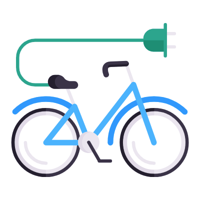 Electric Bicycle, Animated Icon, Flat