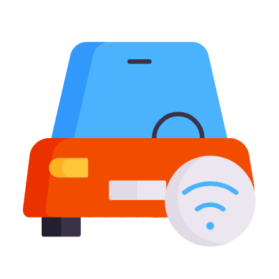 Autonomous Car, Animated Icon, Flat
