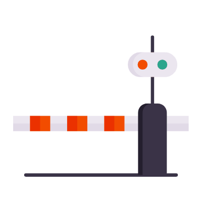 Railroad Crossing Gate, Animated Icon, Flat