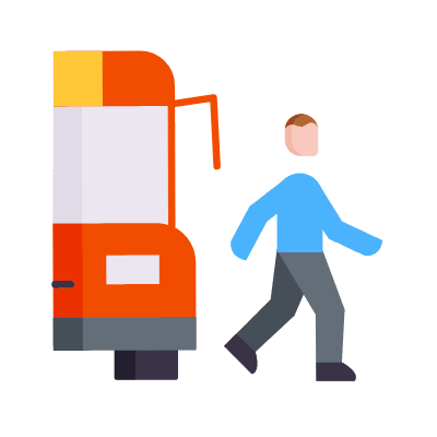Get Off Bus, Animated Icon, Flat