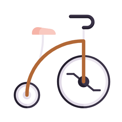 Tricycle Retro, Animated Icon, Flat