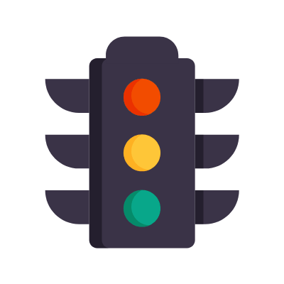 Traffic Lights, Animated Icon, Flat