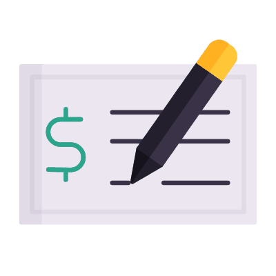 Bank Check, Animated Icon, Flat