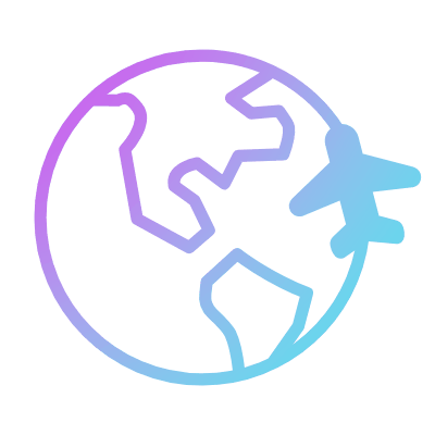 Globe Airplane, Animated Icon, Gradient