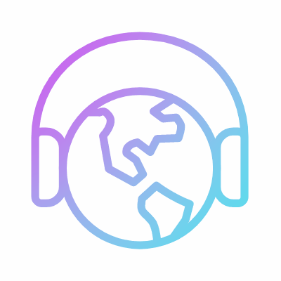 Globe Headphones, Animated Icon, Gradient
