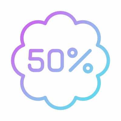 Coupon Sale 50%, Animated Icon, Gradient