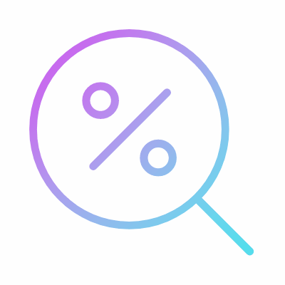 Magnifier Percent, Animated Icon, Gradient