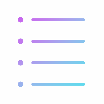 Bullet List, Animated Icon, Gradient