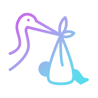 Stork Newborn, Animated Icon, Gradient