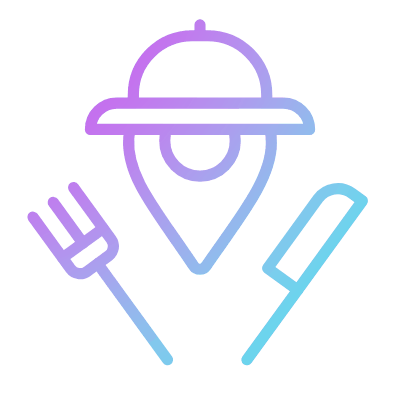 Pin Location Food, Animated Icon, Gradient