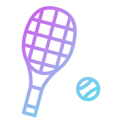 Ground Tennis Racquet, Animated Icon, Gradient