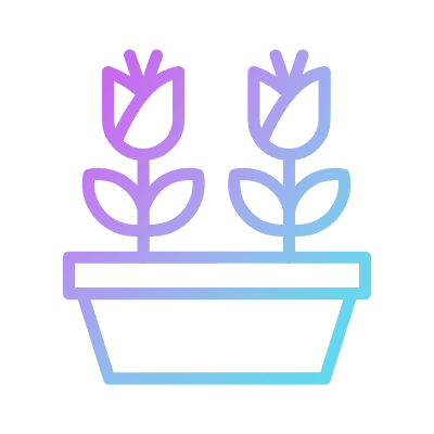 Pot Flower, Animated Icon, Gradient