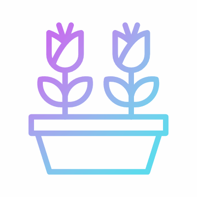 Pot Flower, Animated Icon, Gradient