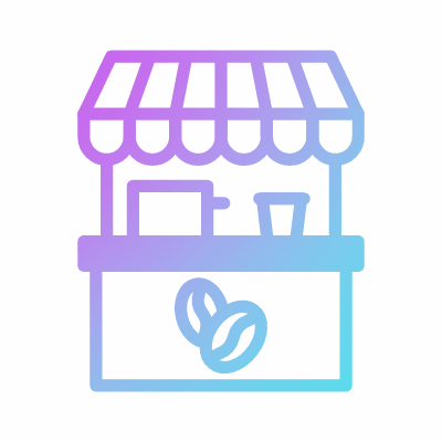 Coffee Stand, Animated Icon, Gradient
