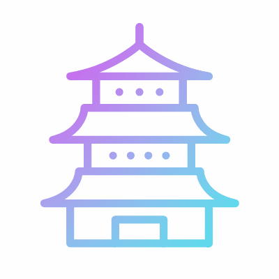 Pagoda, Animated Icon, Gradient