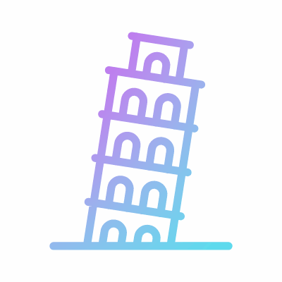 Tower Of Pisa, Animated Icon, Gradient