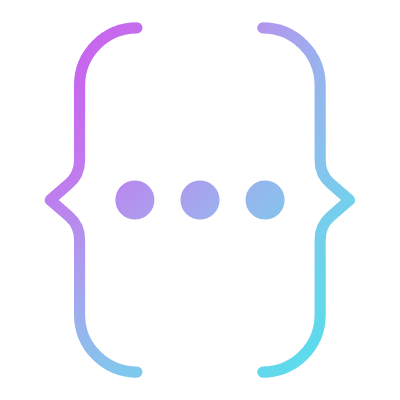 Curly Brackets Dots, Animated Icon, Gradient