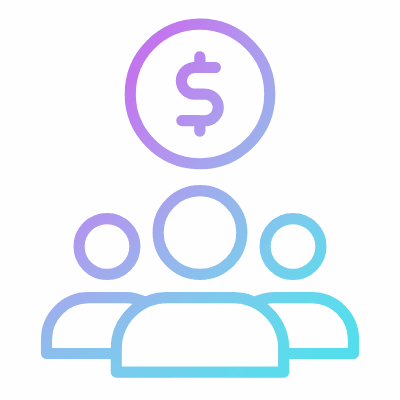 Avatars Collecting Money, Animated Icon, Gradient