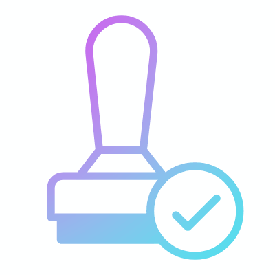 Stamp Check, Animated Icon, Gradient