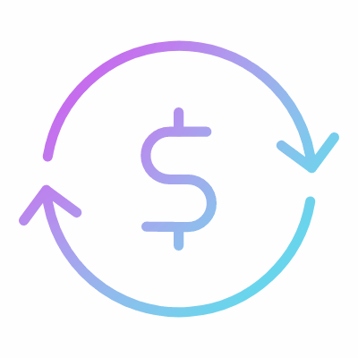 Arrows Rotate Dollar, Animated Icon, Gradient