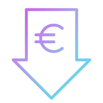 EUR Decrease, Animated Icon, Gradient