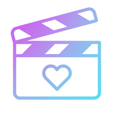 Clapperboard Heart, Animated Icon, Gradient