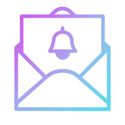 Mail Open Bell, Animated Icon, Gradient