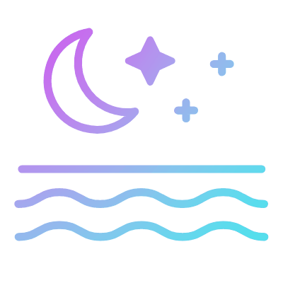 Sea Moon, Animated Icon, Gradient
