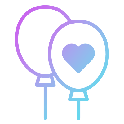 Balloons Heart, Animated Icon, Gradient