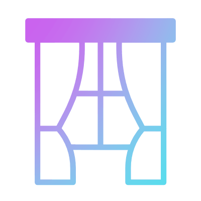 Window With Curtains, Animated Icon, Gradient
