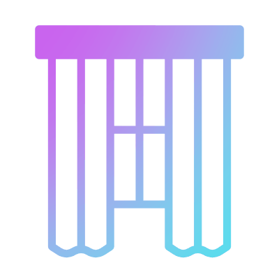 Window With Curtains, Animated Icon, Gradient
